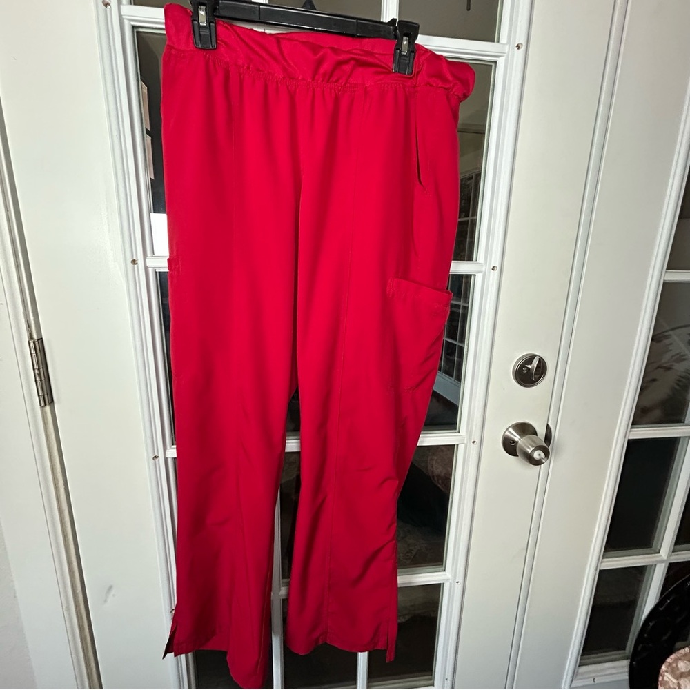 Med‎ Couture Bold Red Scrub Pants, Size Large
